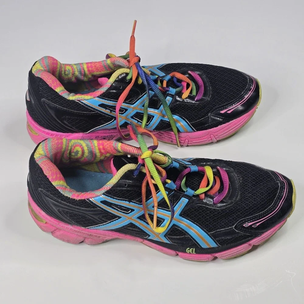 ASICS GEL Shoes Womens Size 9.5 Black Multicolor Running Sneakers‎ T27BQ